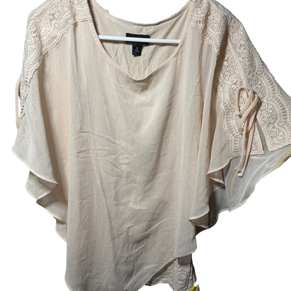 ALYX Lace Boho Tunic Top (M) + Ann Taylor Black Pants (14) Bundle